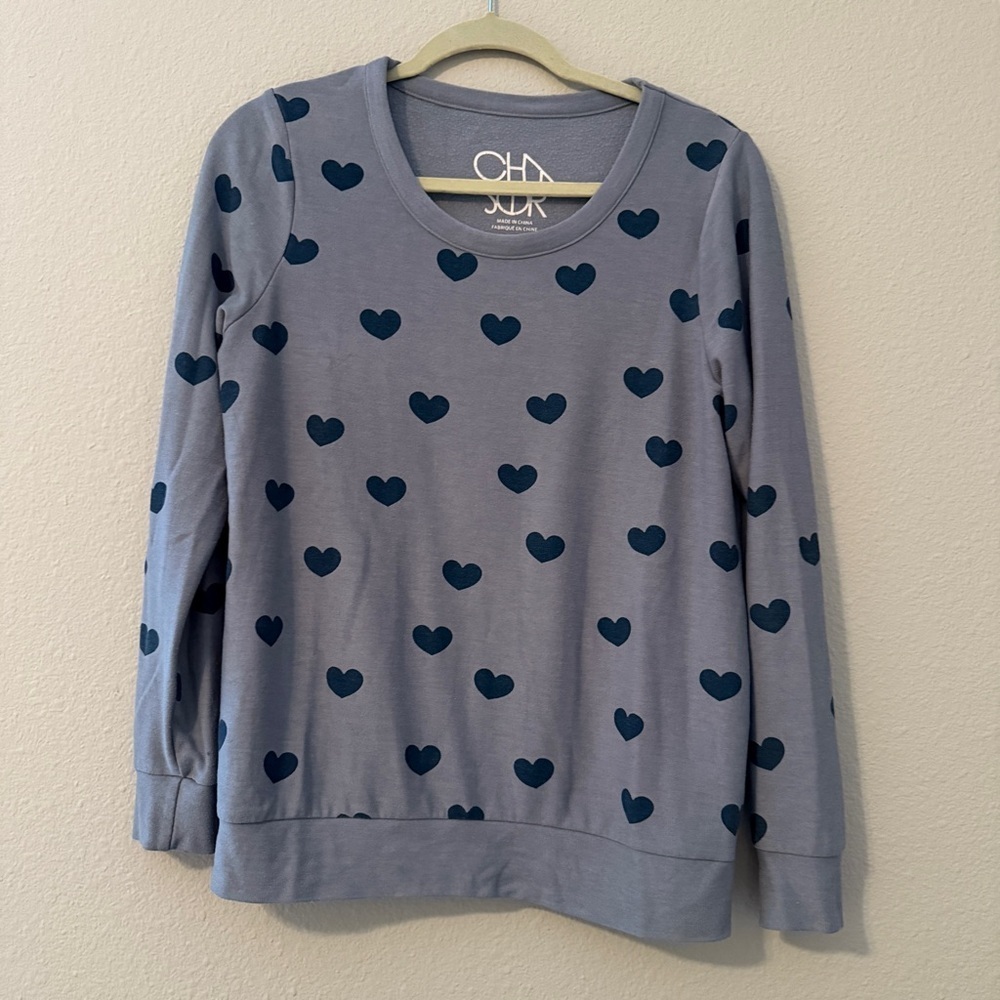 Chaser Gray Heart Print Sweatshirt